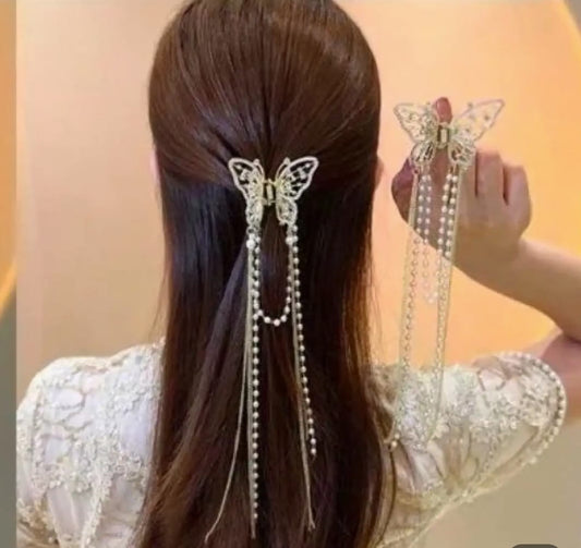 Tassel Butterfly Pearl Clip ;Women Hair Accessories